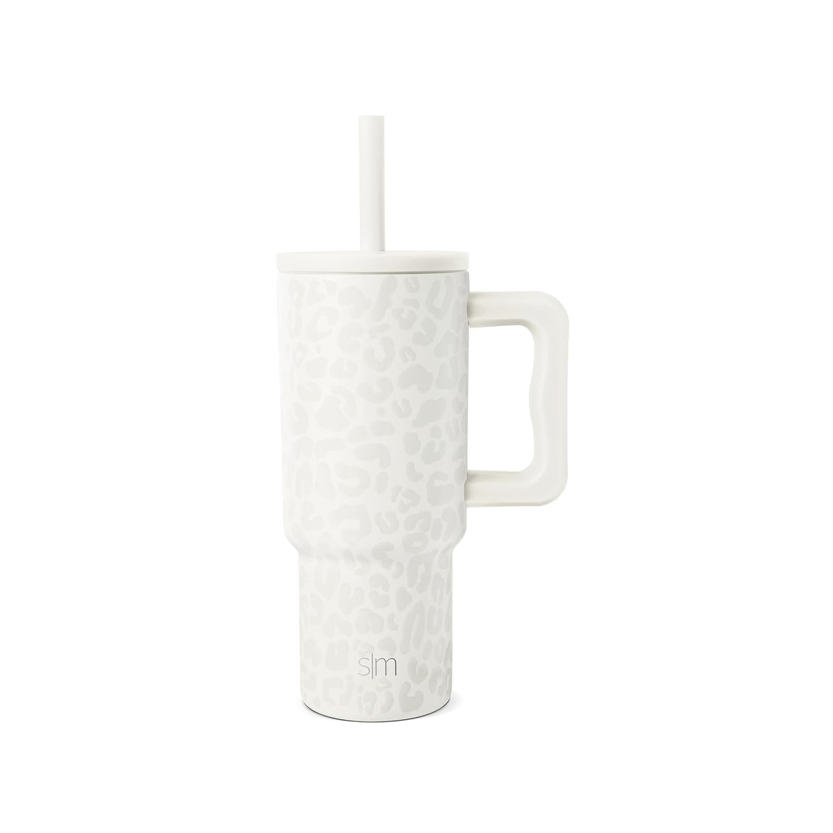 Simple Modern Vaso Térmico Infantil con Asa y Popote - 710 ml - Pattern: Cream Leopard