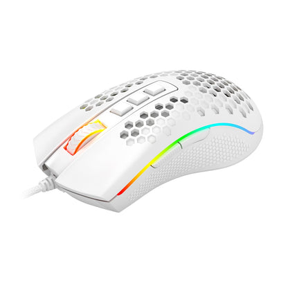 Redragon M988Storm Elite White RGB Mouse Gamer Ultraligero 85 gr, diseño Honey Comb Sensor Óptico 12,400 dpi