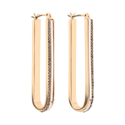 Nine West Aretes Tritone Emblems Dorados | Aleación de metales, acabado brillante, pequeño, pouch de marca
