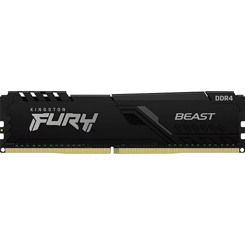 Kingston Fury Beast DDR4, Memoria Gamer Para PC, Capacidad: 8GB, Frecuencia: 3200Mhz, Latencia: CL 16, Factor de Forma: DIMM 288-Pin, Color: Negro, Numero de Parte: KF432C16BB/8