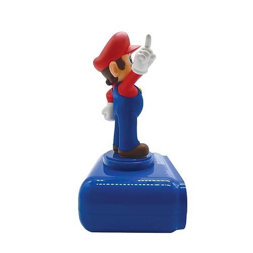 Lexibook Super Mario Despertador Nightlight RL800NI | Rojo/Azul, LCD retroiluminada, 6 sonidos y 6 melodías, repetición, batería AA