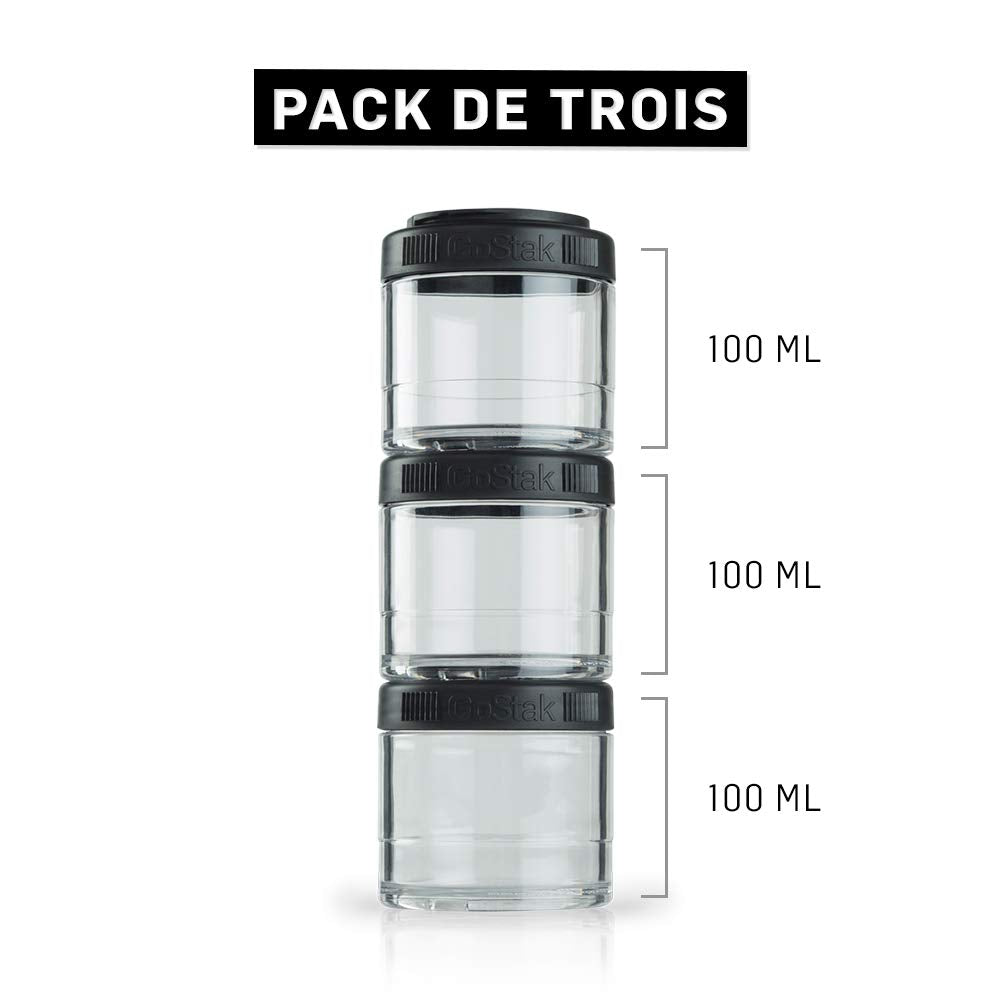BlenderBottle GoStak - Contenedores de 150 cc, paquete de 2 unidades, color rosado, 100cc paquete de 3, Negro, 100cc 3-Pak, 1