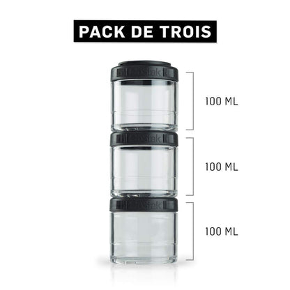 BlenderBottle GoStak - Contenedores de 150 cc, paquete de 2 unidades, color rosado, 100cc paquete de 3, Negro, 100cc 3-Pak, 1