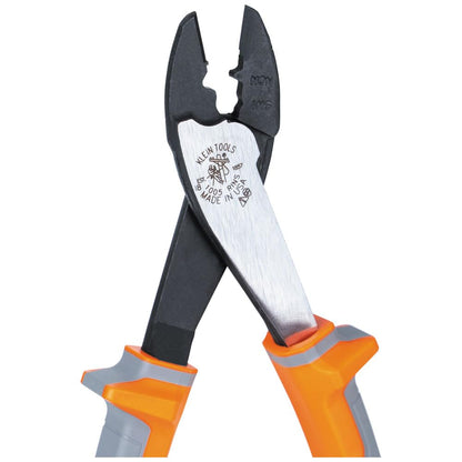 Klein Tools 1005RINS - Alicates aislados, fabricados en Estados Unidos, herramienta de corte y prensado para cables y conectores aislados y no aislados de 10 a 22 AWG, nominal de 1000 V