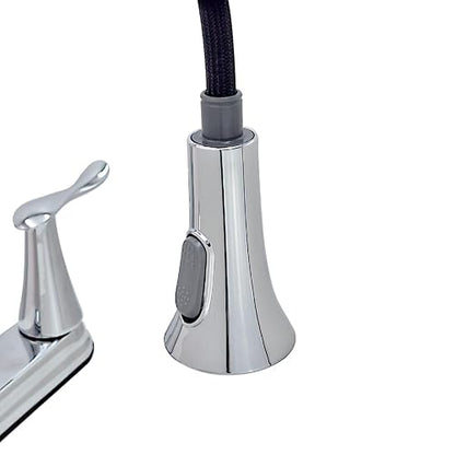 URREA Mezcladora de Acero Inoxidable de 8" para Cocina con Nariz Retráctil, Acabado Cromo, Ecológico, 9337