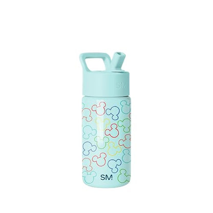 Simple Modern - Botella de agua Summit para niños con tapa de popote, vaso aislado de acero inoxidable de 14 onzas, para niños, escuela, saludos a Mickey Ears