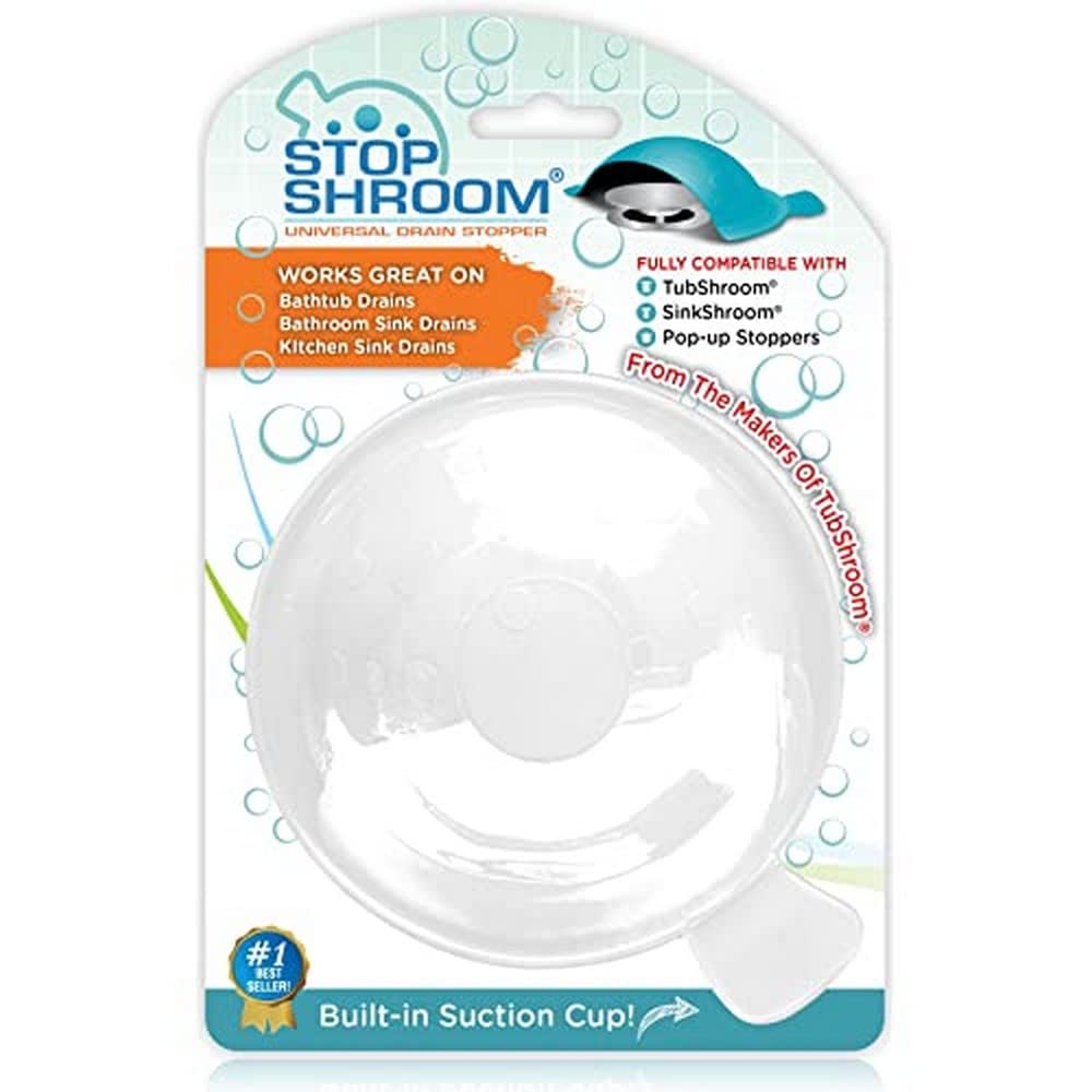 StopShroom Tapón universal definitivo para desagües de tina, baño y fregadero de cocina (blanco) - Blanco - Moderno