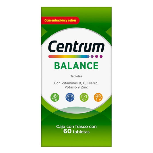 Centrum Balance Multivitaminico, Con Magnesio, Vitamina B y Vitamina C, 60 Tabletas