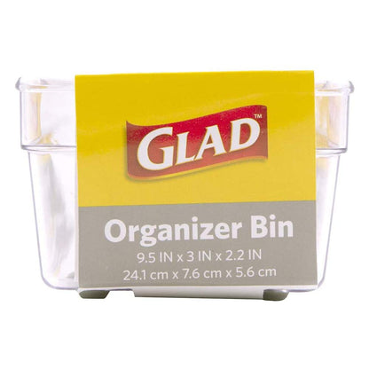 Glad - Bandeja de almacenamiento para cajones de plástico – muy resistente organizador para el hogar, cocina, baño, recámara, oficina, Transparente, 9.5x3, 1