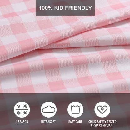 Eddie Bauer - Sábanas Individuales XL, Resistente a Las Manchas con Fundas a Juego, súper Suaves, Ideales Esenciales para habitación Rosa (Amapola a Cuadros, Color Rosa, tamaño Individual XL)