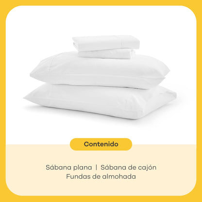 Nooz Juego de Sábanas Essential Microfibra Suaves y Fáciles de Lavar, Blanco, Tamaño Queen, NOSH1003