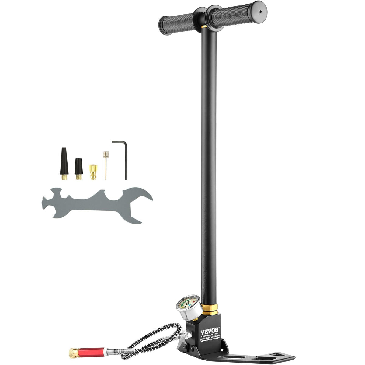 VEVOR 4500PSI Inflador de Aire Inflador de Bomba de Mano 310BAR，Bomba Manual de Alta Presión, 3 Etapas hasta 4500 PSI, Bomba de Mano de Alta Presión para Neumáticos y Pistolas Neumáticas Precargadas
