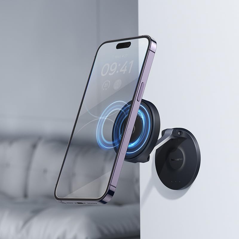 Baseus BS-HP016 Soporte Magnético de Pared Plegable para Smartphone, Negro