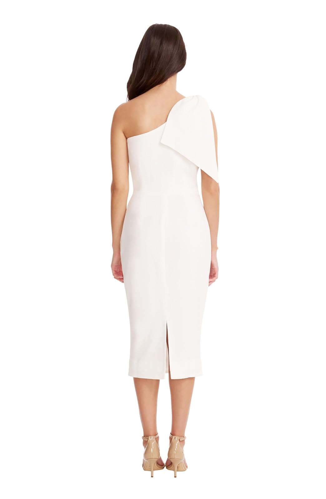 Dress the Population Vestido Midi Ajustado con Escote de Lazo asimétrico Vestido Mujer