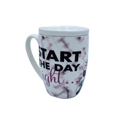 Fun Kids 1754-18 Taza para Café con Tapa Disney Minnie Mouse de Cerámica de 385 Mililitros