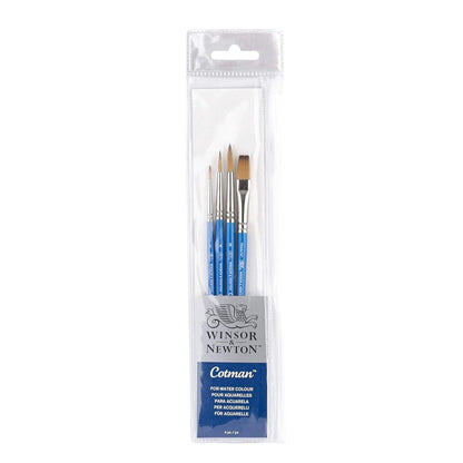 Winsor & Newton Cotman Set de Pinceles para Acuarela - Set: Nr. 1, Nr. 4, Nr. 6, Nr. 10 - Redonda 1, 4 y 6, un trazo 3 - 8 pulgadas