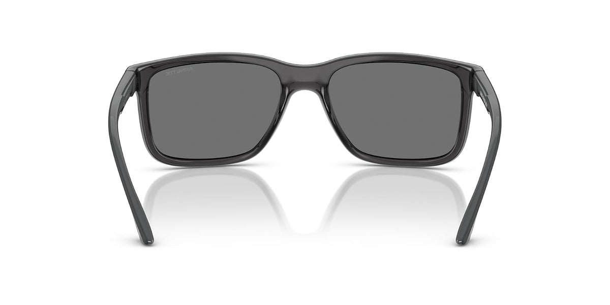 ARNETTE Men's An4359 Headlight Rectangular Sunglasses, Transparent Grey Matte/Shiny/Grey Mirrored Silver, 57 mm