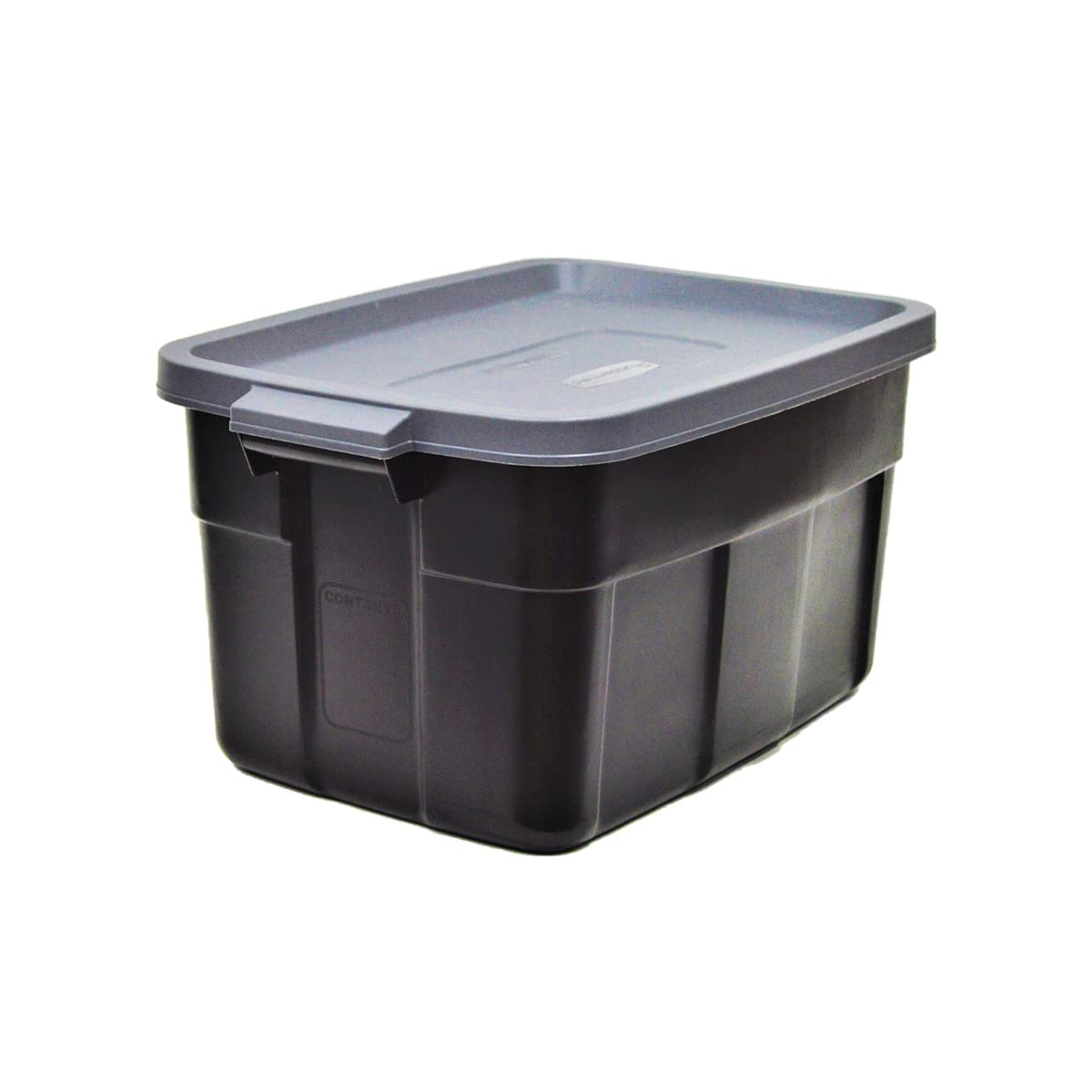 Rubbermaid - Contenedores de almacenamiento de plástico negro resistentes con tapas para almacenamiento, apilables, de gran capacidad, duraderos, multiusos, 14 galones, 6 unidades (14 galones, 6
