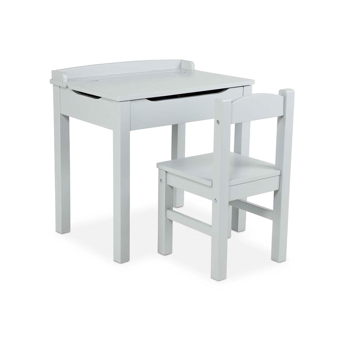 Melissa & Doug Set de Escritorio con Tapa Abatible y Silla para Niños, 3 a 8 años - Gris