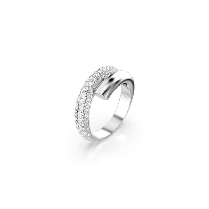 Swarovski Anillo Dextera, Blanco, Baño de rodio