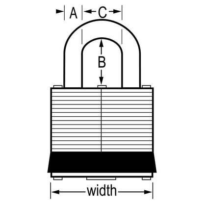 Master Lock 1DLJ Candado Laminado de Ancho 44 m, Gancho, 64 mm de Altura