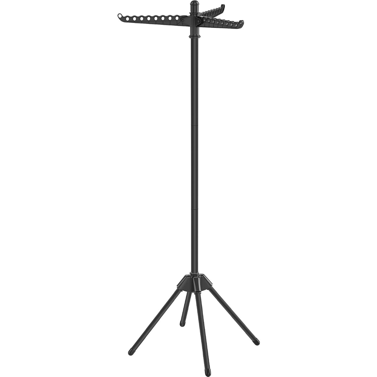 SONGMICS Tendedero de Ropa, Plegable, 3 Brazos Giratorios, Alto 150 cm | Tendedero para Perchas, de Interior, de 3 Patas, Negro, Colección BUNJI MLLR510B01 - Negro - 1 nivel