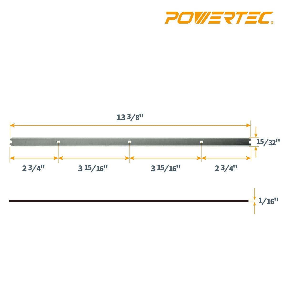POWERTEC 12828 - Cuchillas cepilladoras de 13 pulgadas para RIDGID R4330, TP1300LS, repuesto para cuchillos cepilladores AC20502, juego de 3