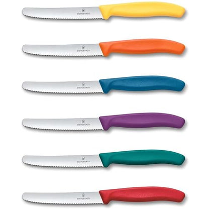 Victorinox Juego de Cuchillos para Tomate y Mesa, Swiss Classic, Filo Dentado, Colores Varios