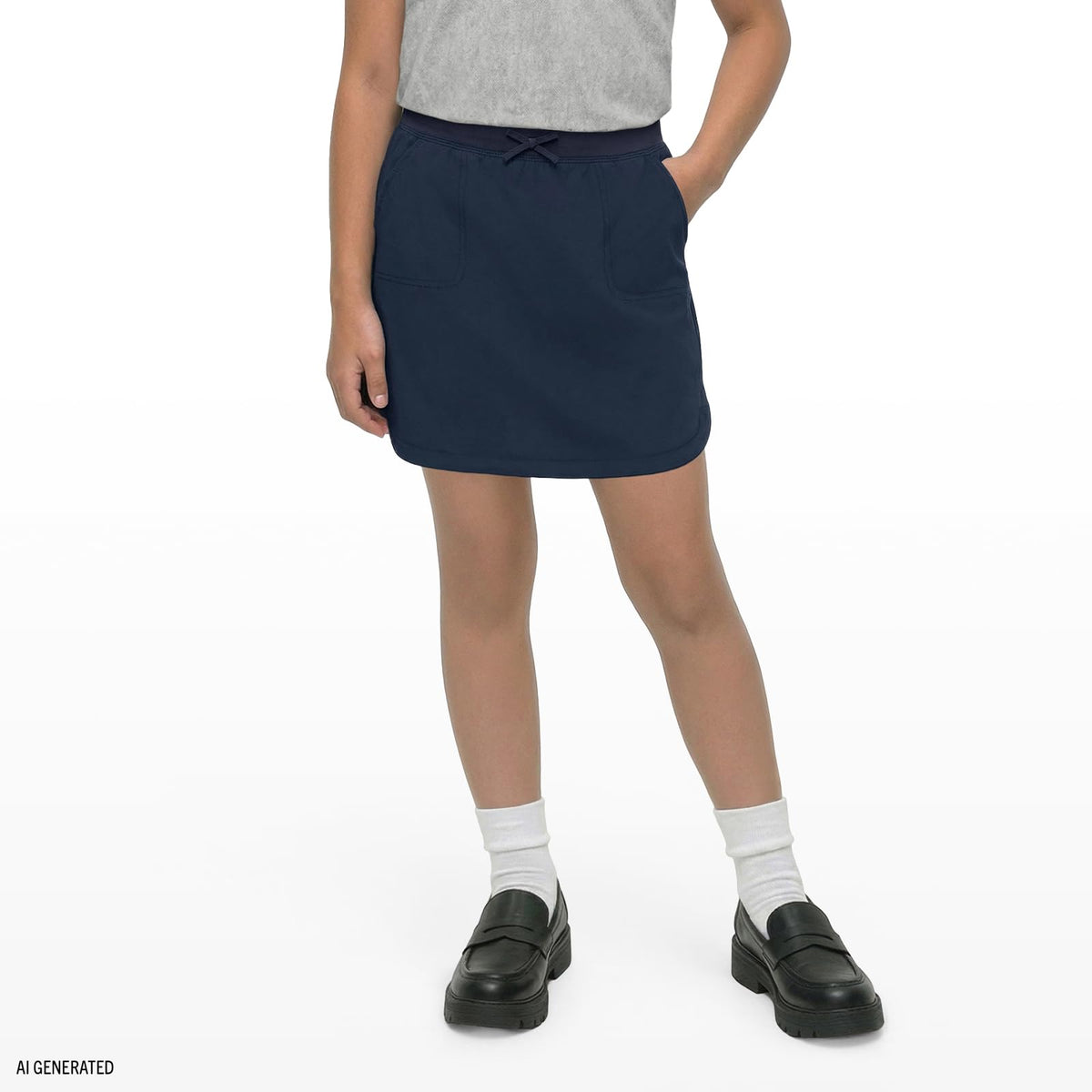 Izod School Uniform Pull-on Scooter Skirt with Undershorts, Knit Waistband & Functional Pockets, Wrinkle & Fade Resistant Falda Scooter Niñas