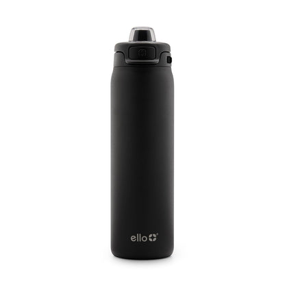 Ello Pop & Fill Botella de Agua de Acero Inoxidable - 22 Ounces - Negro -