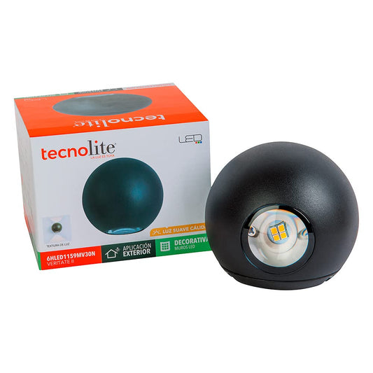 Tecnolite Lámpara de Pared Arbotante LED Exterior 6 W, Luz Suave Cálida, IP54, IK06, No atenuable, LED integrado