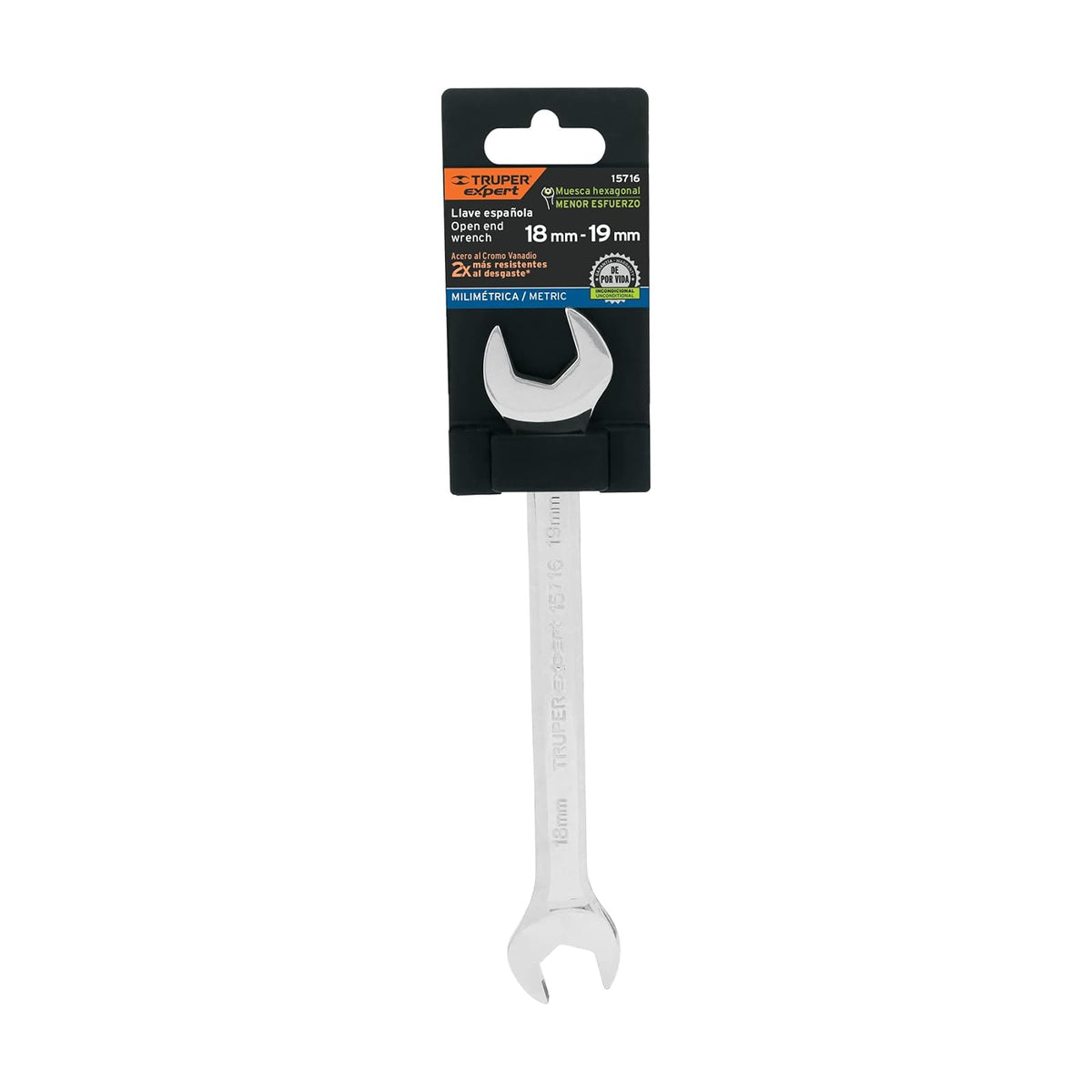 Truper Expert LL-31819, Llave española, milimétrica, 18 x 19 x 227 mm