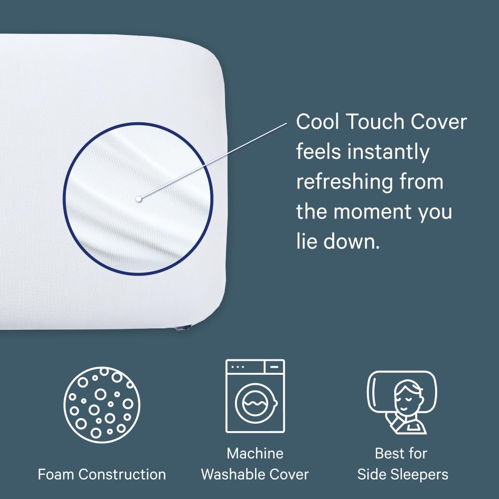 Casper Sleep Almohada de Espuma estándar – Espuma viscoelástica refrescante, Comodidad de Apoyo para Personas Que Duermen de Lado, Transpirable y Alivia la presión