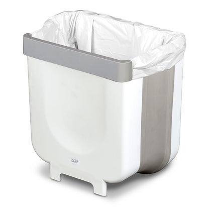Glad Roomate - cubeta de basura plegable | cubeta de basura de viaje compacto con diseño expandible que ahorra espacio | Cesta de eliminación para interiores y exteriores, 2 galones, color blanco