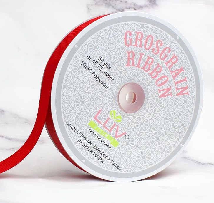 Creative Ideas Cinta de grogrén sólida de 7/8 pulgadas, 50 yardas, rojo