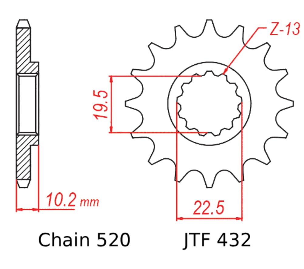 JT Sprockets JTF432.16 - Piñón de eje intermedio delantero de 16 dientes