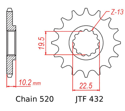 JT Sprockets JTF432.16 - Piñón de eje intermedio delantero de 16 dientes