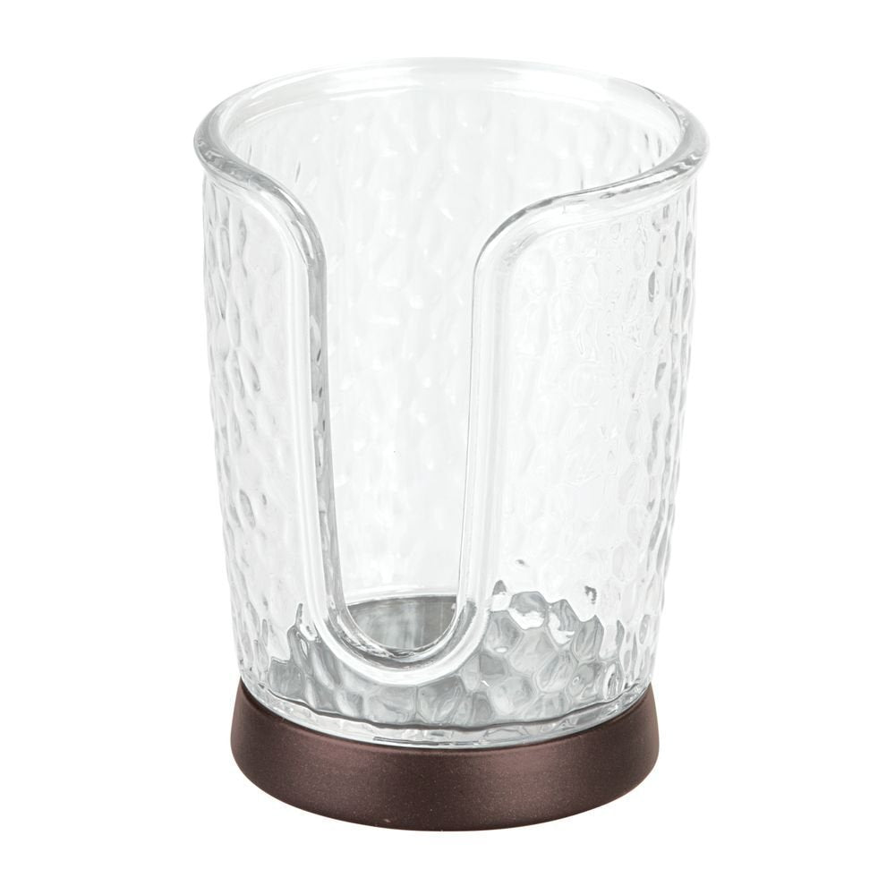 interDesign 53651 Rain Disposable Paper and Plastic Cup Dispenser for Bathroom Vanity and Countertops, Clear/Bronze