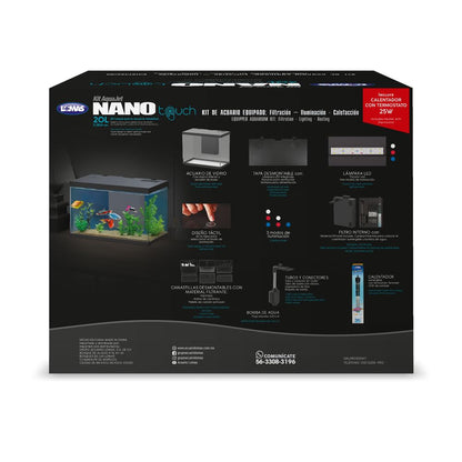 Lomas Kit de Acuario Nano Touch con Filtro, Calentador y Luz LED, 20 L
