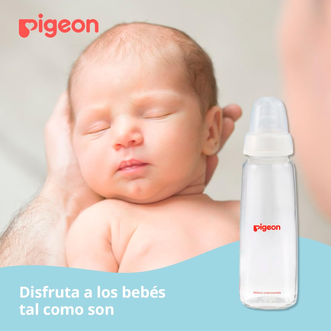 PIGEON | Biberones Recien Nacido Peristáltico | Biberones Anticolicos de Silicona Suave | Biberon Reduce Entrada de Aire - Superficie Mate para Agarre Seguro | Standard SofTouch para Bebé | 240 ml