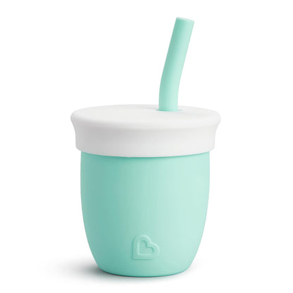 Munchkin Taza de Entrenamiento de Silicona con Popote 4 oz - Menta - Liso