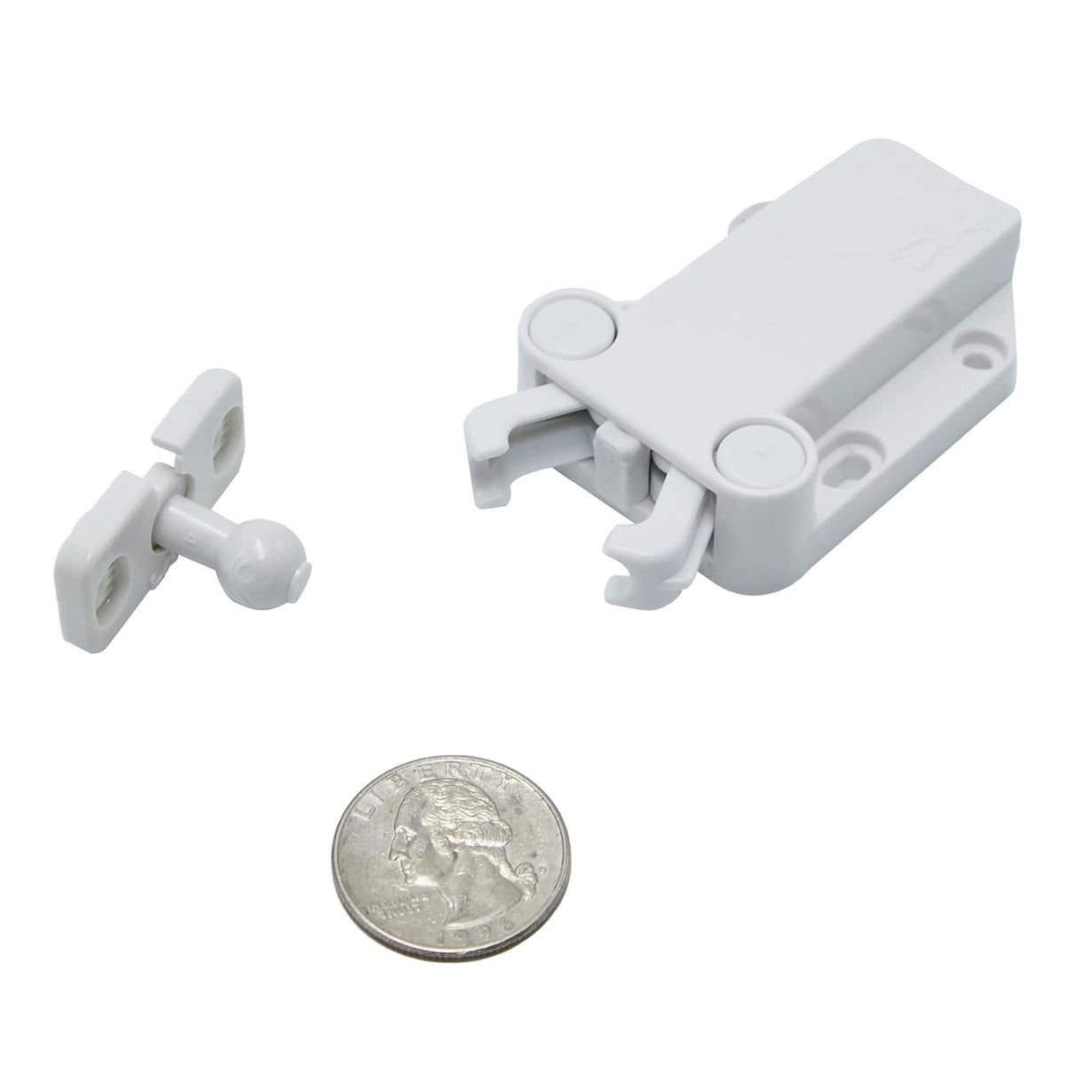 Safe-T-Proof Cabinet Door Touch Latches, White, 4-Pack