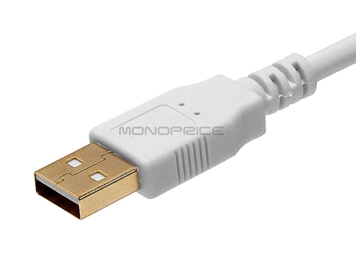 Monoprice 6ft USB 2.0 A Male to B Male 28/24AWG Cable - (Gold Plated) - White for Printer Scanner Cable 15M for PC, Mac, HP, Canon, Lexmark, Epson, DELL, Xerox, Samsung and More!