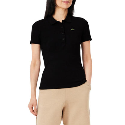 Lacoste Camisa Slim fit de algodón orgánico de Manga Corta para Mujer Slim fit Botones