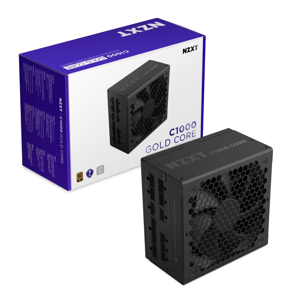 NZXT Gold Core – Fuente de Poder ATX 3.1 80 Plus Gold, 850W a 1000W - Negro - 1000W Gold Core - Core ATX 3.1
