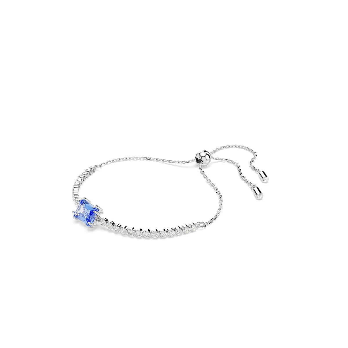 Swarovski Matrix Tennis Bracelet, Green, Blue Crystals, Rhodium Finish