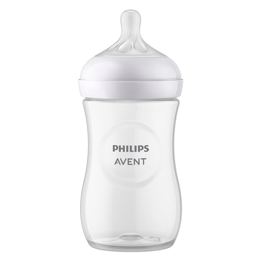 Philips Avent Biberón Natural Response 9 oz Traslúcido | Combina pecho y biberón fácilmente | Apoya el ritmo de alimentación de cada bebé | Flujo 3 - Medio | 1 pz | SCY903/01