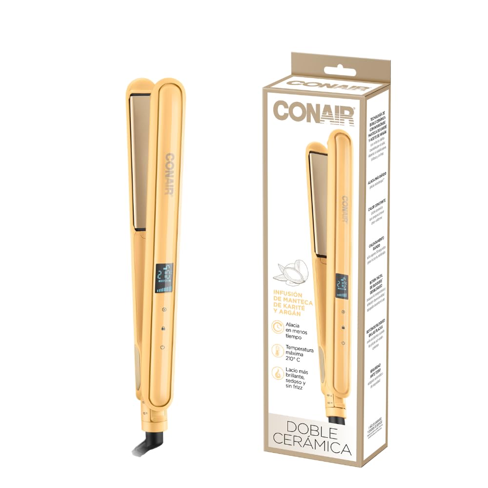Alaciadora 1" Doble Ceramica Digital Amarilla Conair