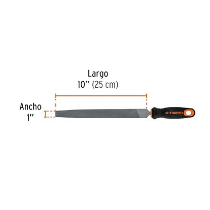 Truper LPM-10T, Lima plana muza 10" con mango doble inyección
