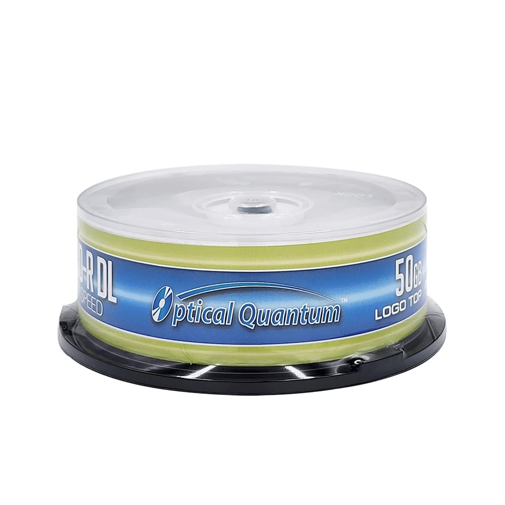 Optical Quantum OQBDRDL06LT-25 Disco BLU-Ray Grabable (BD-R) de Doble Capa, Superficie Imprimible, 6X, 50 GB, Torre de 25 Unidades